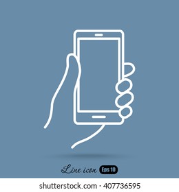 Line icon- Mobile phone in hand
