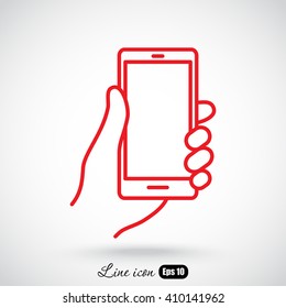 Line icon- Mobile phone in hand