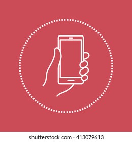 Line icon- Mobile phone in hand
