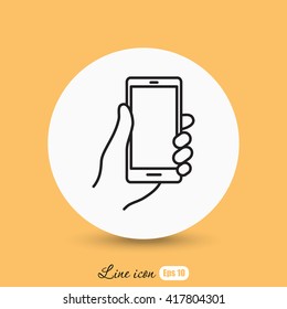 Line icon- Mobile phone in hand