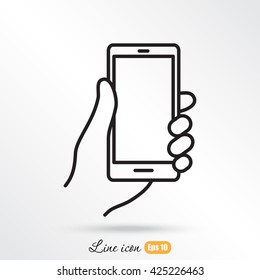 Line Icon- Mobile Phone In Hand