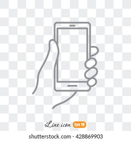 Line icon- Mobile phone in hand