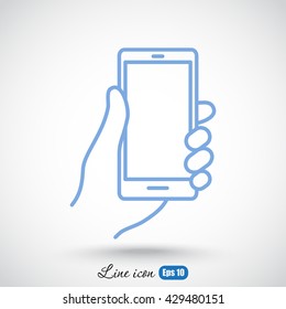 Line icon- Mobile phone in hand