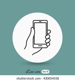 Line icon- Mobile phone in hand
