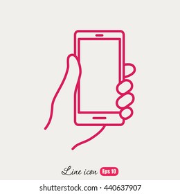 Line icon- Mobile phone in hand