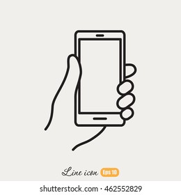 Line icon- Mobile phone in hand
