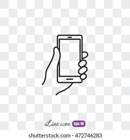 Line icon- Mobile phone in hand
