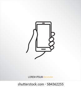 Line icon- Mobile phone in hand