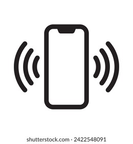 icono de línea teléfono móvil vibración sonar ilustración vectorial plana