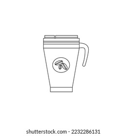 Line icon Modern Coffee Mug for take out Linear illustration Coffee Cup for Office outline icon Drink concept Sketching of New Coffee mug for take away, americano, hand drawing of personal coffee mug