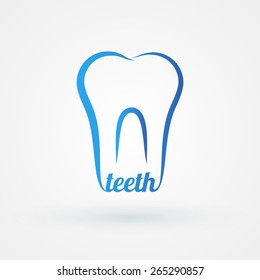 Line icon molar with word "teeth"