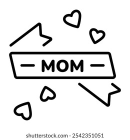 A line icon of mom sash with hearts