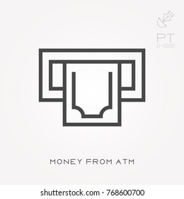 Line icon money from ATM