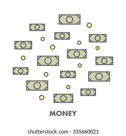 Line icon money and banking. Vector business symbol, logo and banner