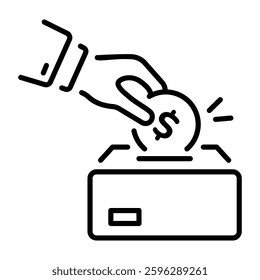 A line icon of money box depicting fundraising 