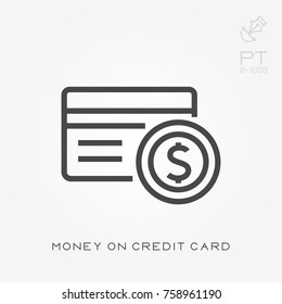 Line icon money on credit card