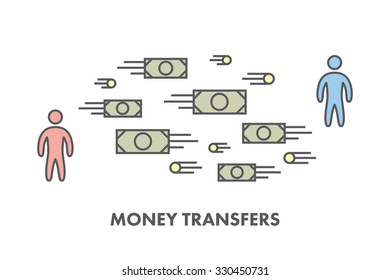 Line icon money transfer. Vector business symbol, logo and banner