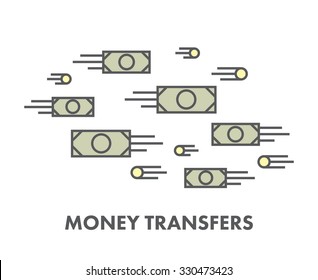 Line Icon Money Transfer. Vector Business Symbol, Logo And Banner