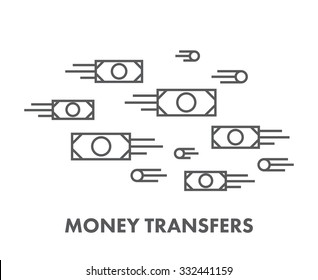 Line Icon Money Transfer. Vector Business Symbol, Logo And Banner