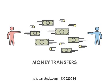 Line icon money transfer. Vector business symbol, logo and banner