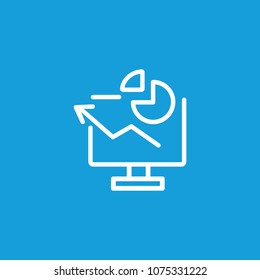 Line icon of monitor with growth chart. Development, success, progress. Marketing concept. Can be used for topics like business, trade, finance