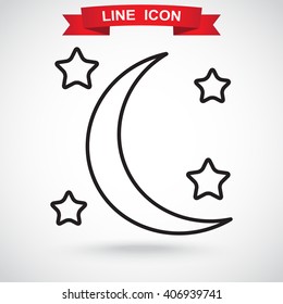 Line icon- moon and stars