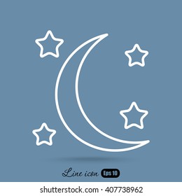 Line icon- moon and stars