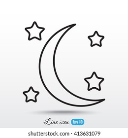 Line icon- moon and stars