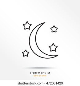 Line icon- moon and stars
