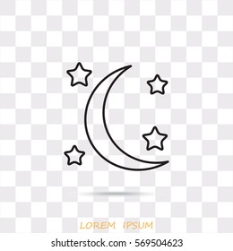 Line icon- moon and stars