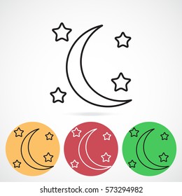 Line icon- moon and stars