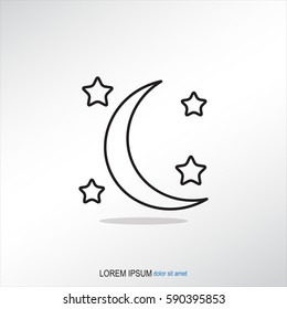 Line icon- moon and stars
