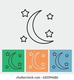 Line icon- moon and stars