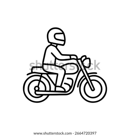 line icon motorcyclist in helmet vector on white background
Vector line icon on white background