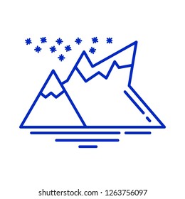 Line icon mountain. Flat symbol mountains and snow on white background.