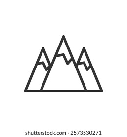 Line icon of a mountain range. Vector illustration