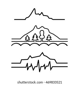 line icon, mountains, mountain range, the silhouette of the mountains,