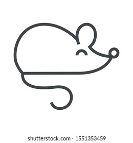 Line icon mouse in profile. Simple vector illustration with ability to change.