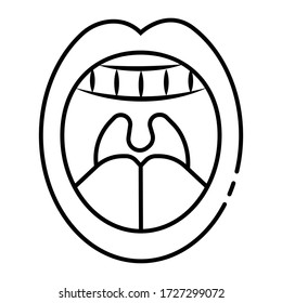Line icon mouth with teeth