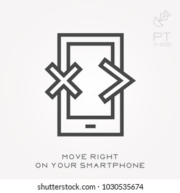 Line icon move right on your smartphone
