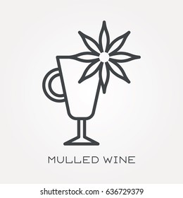 Line icon mulled wine