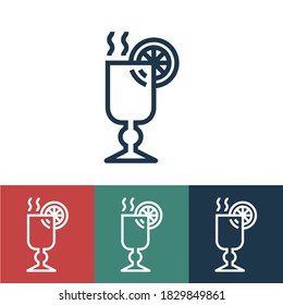 Line icon mulled wine with citrus