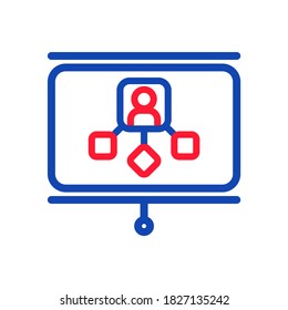 Line icon of multi level marketing presentation. Vector illustration for presentation, marketing, business, office