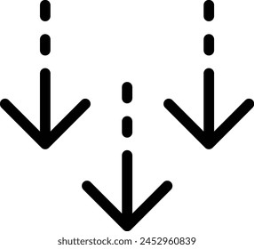 Icono de línea de varias flechas hacia abajo