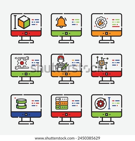 Line icon of multiple dashboards. Simple outline style. User panel template, data analysis, agency, graph, business linear sign, engineer.