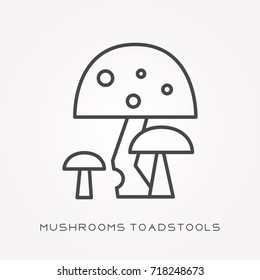 Line icon mushrooms toadstools