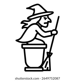 ícone de linha mítico vetor Baba Yaga sobre fundo branco
Ícone de linha de vetor no plano de fundo branco