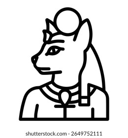 ícone de linha mítico vetor Bastet no fundo branco
Ícone de linha de vetor no plano de fundo branco