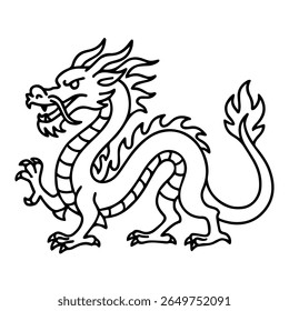line icon mythical creature chinese dragon vector on white background
Vector line icon on white background