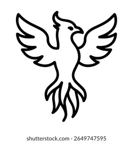 line icon mythical creature Fire Bird vector on white background
Vector line icon on white background